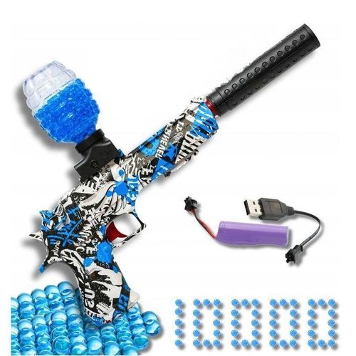 Logo Gel Ball Gun Set – Electric Toy Gun with 10,000 Gel Balls, Rechargeable Battery & USB Charger – Safe Outdoor Shooting Toy for Kids Ages 8 & Up – Colorful Design – Color May Vary Slightly Due to Photography