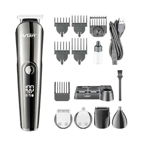 Electric Shaver for Men, 11*1, Rechargeable, LED Display, Waterproof, Black*Silver, V-107