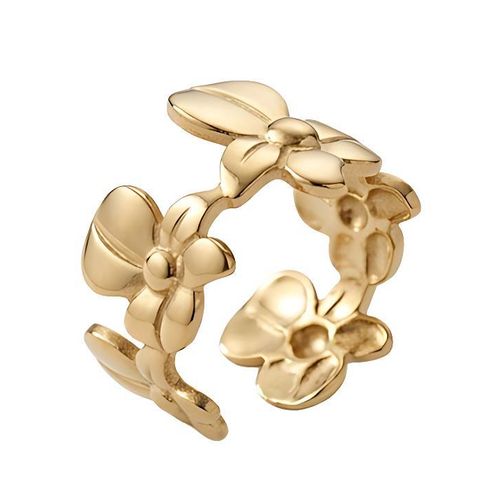 Ring Flora Charm Style Gift For Women Fashion Day Wife Lover Family Member Good Sister Stainless Steel 18K gold Plated -Opening Adjustable