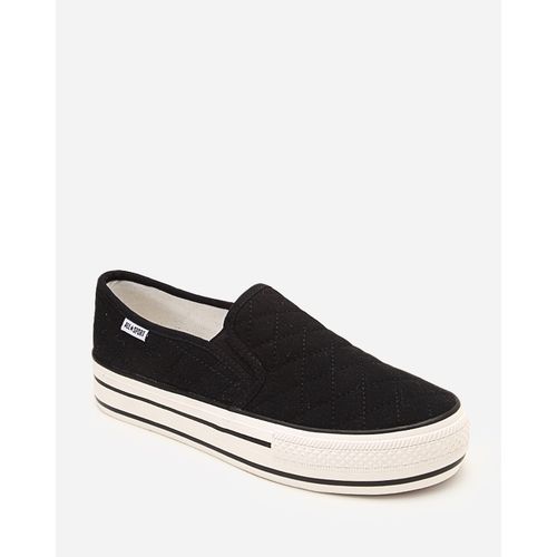 Stitched Platform Sneakers - Black - (222)