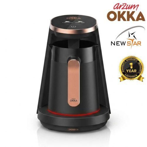 Minio Digital Turkish Coffee Maker – 5 Cups – One Touch Operation – Black/Copper – Model OK0050-05 – 1 Year Warranty