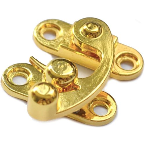 5 Pcs Vintage Hook Hasp Gold Swing Lock Clasp Decorative Antique Right Latch Toggle Snap Closure with Screws for Jewelry Case Gift Wood Box Crafting Chest Suitcase (Length:1-1/8, Width:1-3/8)