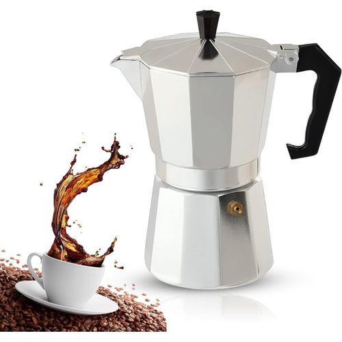 Espresso Maker with Lid - 3 Cup Stovetop with Aluminum Mocha Pot, Classic Italian Coffee Experience, Ideal for Home, Office & Kitchen, Portable & Easy to clean