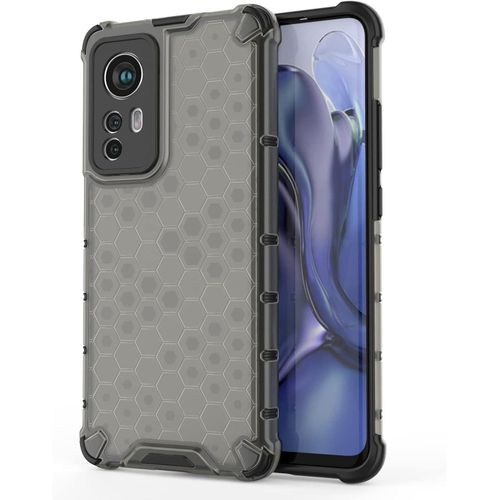 Phone Protection Clear Case Compatible with Xiaomi 12 5G,Transparent Honeycomb 360 Full Body Coverage Hard PC+TPU Shockproof Protective Phone Cover Compatible with Xiaomi 12 5G phone accessory(BLACK)