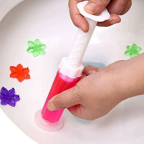 Toilet Cleaning and Freshener Gel Syringe Flower Shape Toilet Gel