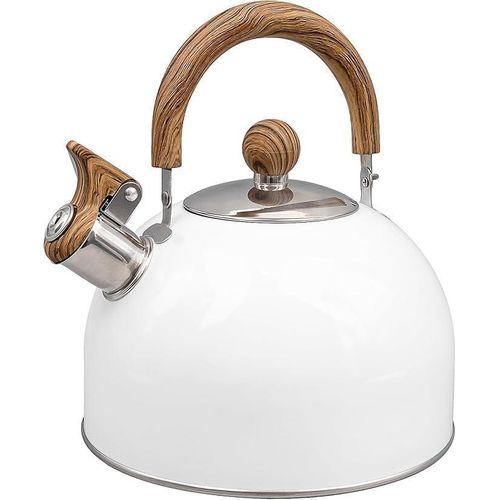 Whistling Tea Kettle for Stove Stainless Steel 2.5L Folding Handle White Color Fast Boiling