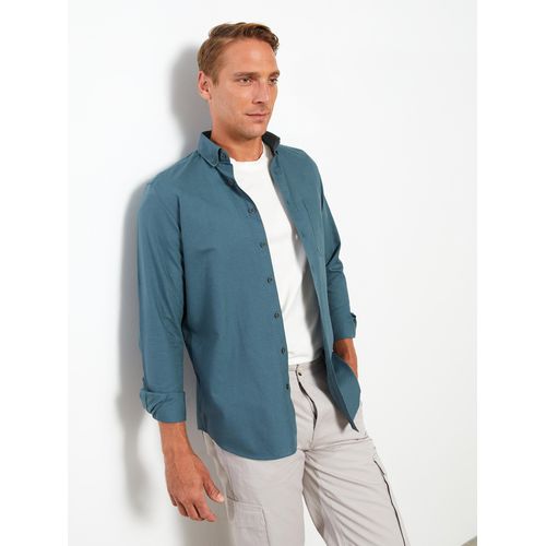 قميص رجالي بأكمام طويلة وملائم منتظم من أوكسفورد