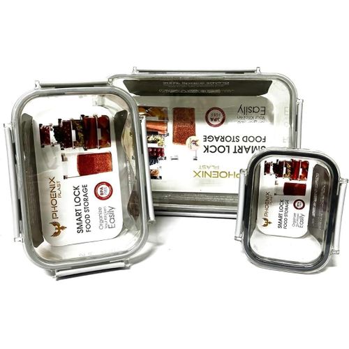Clear Acrylic Food Storage Container for Refrigerator, Airtight Locking Lid, Durable Organiser Box (grey,400 to 2000)