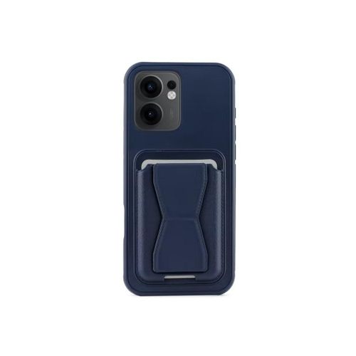 Leather back cover with card wallet Foldable Shockpoof Case compatible with Oppo Reno 13F (Blue)