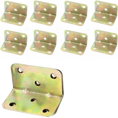 L-Shaped Corner Brackets, 35x28x28mm, Gold Metal, 90 Degrees, for Wooden Furniture, Shelves, Frames, 8 Pieces, Heavy Duty