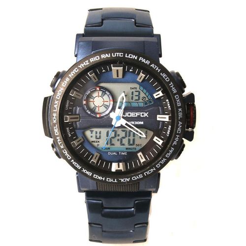 ساعة رجالية كاجوال رقمية و تناظرية - سوار أزرق داكن