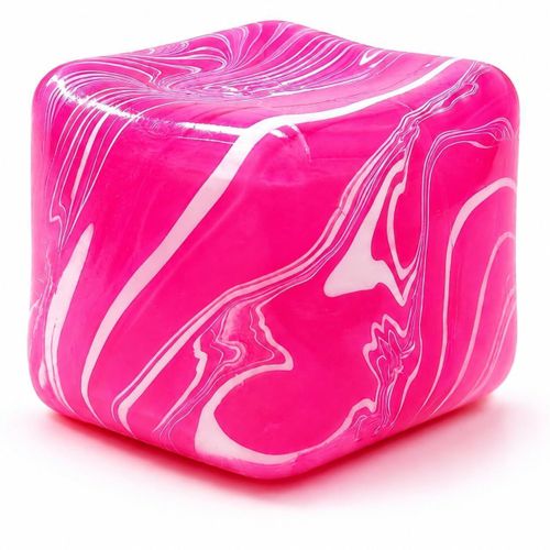 Soft Cheese Squishy Stress Cube, Pink Marble, Diamond Malt Sugar Ball Fidget Toy