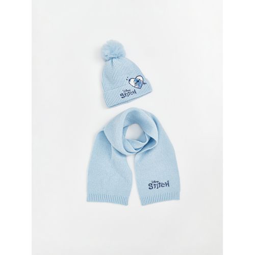 Lilo And Stitch Printed Girl's Beanie And Scarf