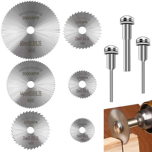 8-Piece Mini HSS Circular Saw Blade Set – High-Speed Steel Cutting Discs with 1/8" & 1/4" Mandrels for Rotary Tools & Drills