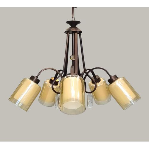 Classic metal chandelier 5 crystal bulbs, luxurious design and perfect lighting 60*60