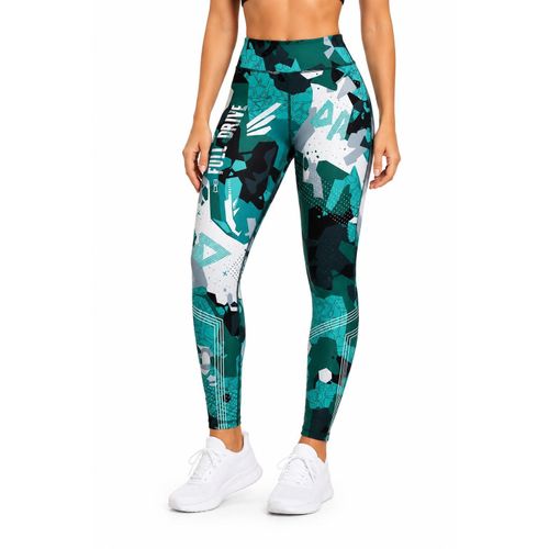 Women's High-Waisted Performance Leggings – Stretch Active Fitness Tights Model -0106-Turquoise Camo