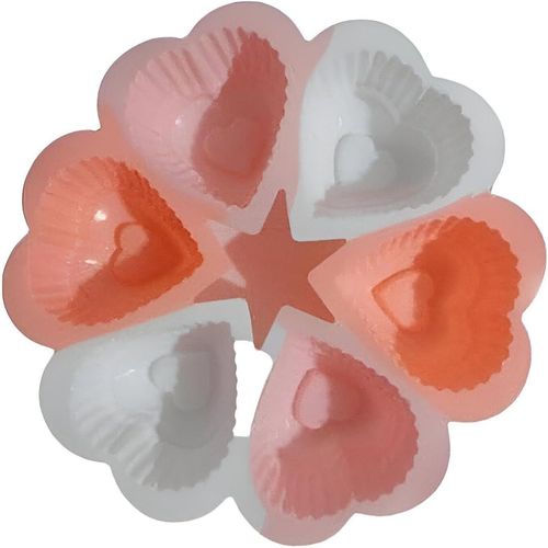 Cake Mold - Heart-Shaped Silicone Kitchen Tool for Baking, Jelly, Caramel, and Decorative Candles, Heat-Resistant Design, 6 Well, Colorful, Fine Detailing for Perfect Results
