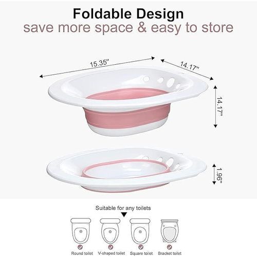 Sitz Toilet Seat Foldable Steam Seat Postpartum Towel and Hemorrhoid Relief Perineal Tub Causes Portable Hygienic Soak for Bath and Recovery Olive (pink))