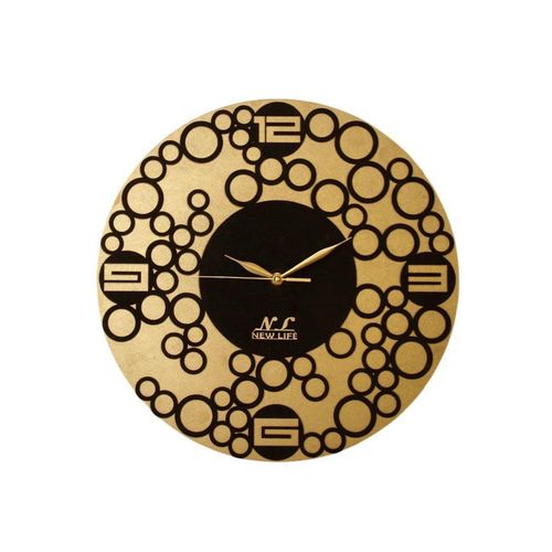 ساعة حائط مودرن MDF ذهبي & أسود 40 سم – تصميم دائري أنيق لديكور المنزل والمكتب