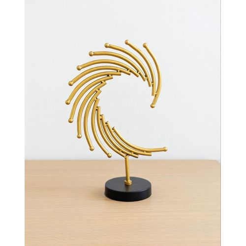 Elegant Round Metal Home Decor with Base – Modern Gold Design