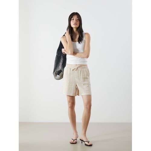 Elastic Waist Textured Muslin Women's Shorts