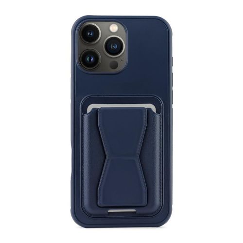 Leather back cover with card wallet Foldable Shockpoof Case compatible with Iphone 11 Pro Max (Blue)