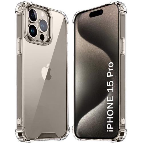 Clear TPU Case for iPhone 15 pro, Camera protection, Shock-absorbing protection, Non-slip grip - Clear