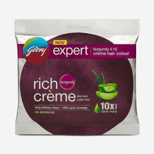 صبغة شعر Godrej Expert الهندية الكريمية لون برغندي غني خالية من الأمونيا والأكسجين والمواد الكيميائية تغطية مثالية ولمعان طبيعي