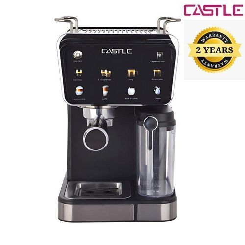 EM1490 Espresso Coffee Machine 1400W, 20-Bar Pressure, Touchscreen with 9 Functions, 1.5L Water Tank and 500ml Milk Tank for Latte and Cappuccino – Black – 2-Year Warranty
