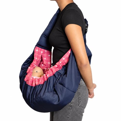 Aiiebao 5008 Padded Single-Shoulder Baby Sling Carrier with Wide Strap – Checkered Pink