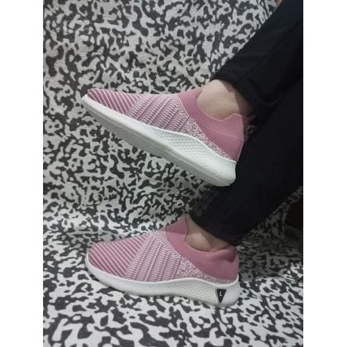 Women's Slip-On Sneakers - Pink & White