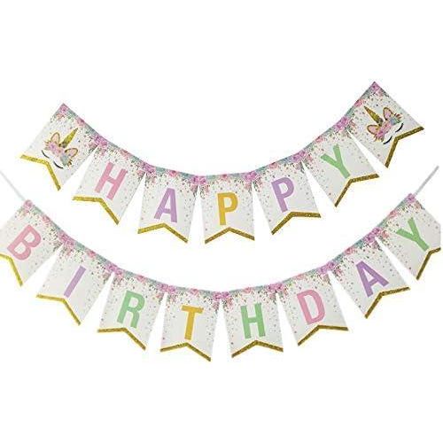 Unicorn Party Decoration Happy Birthday Banner Kids Favors Baby Shower Balloons Cake Topper Birthday Decroation Supplies