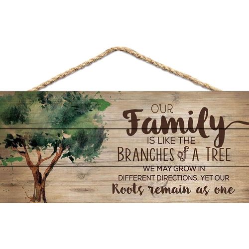 Our Family Like Branches on a Tree 5inch x10inch Wood Plank Design Hanging Sign Home Decor Art(BW711)