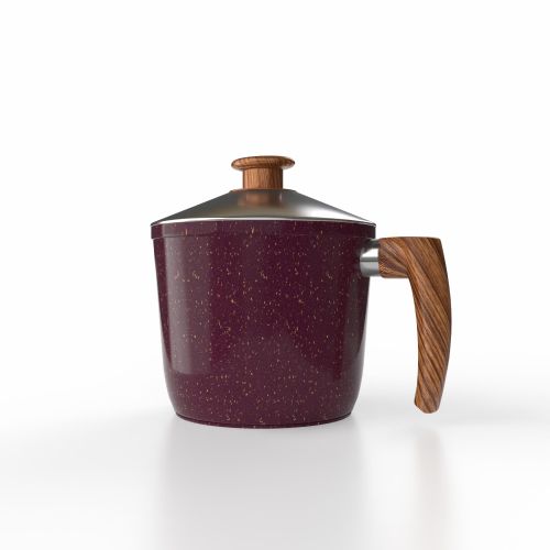 Terenova Power Burgundy Granite Milk Pot – 16 cm – 5 mm – Non-Stick