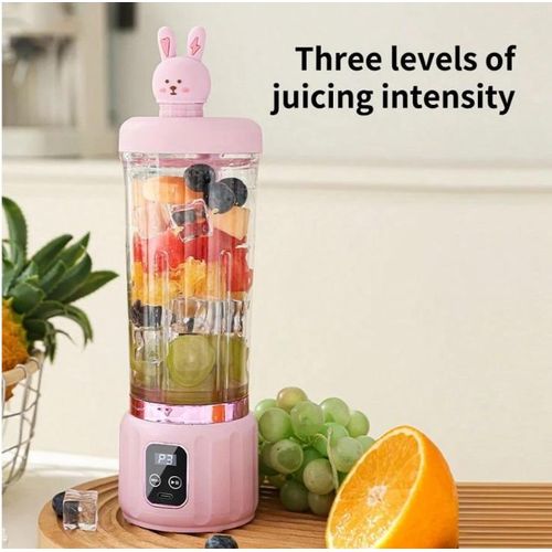 Portable Fruit Blender with Cute Rabbit Design (600ml Capacity - 12 Blades) 80 to 100 W
