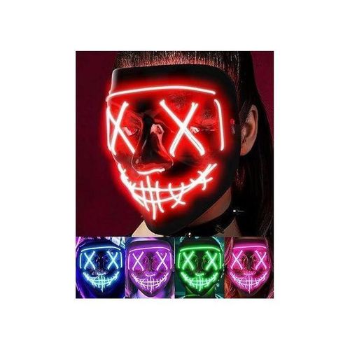 Neon Stitched LED Mask with X-Eyes and Stitched Mouth, 1-Pack