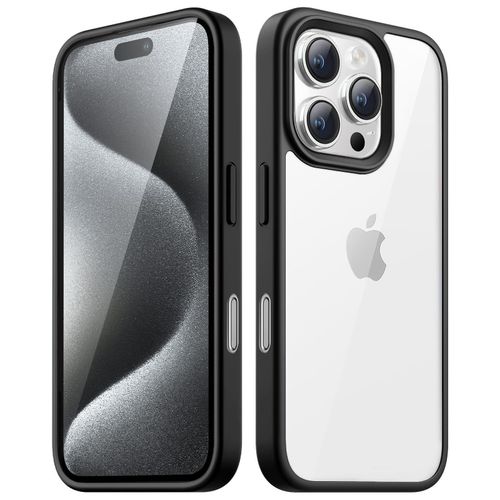 Case For iPhone 16 Pro - 6.3-Inch, Crystal Clear (Not Yellowing) (Military Grade Drop Protection) Shockproof Protective Slim Cover - Black