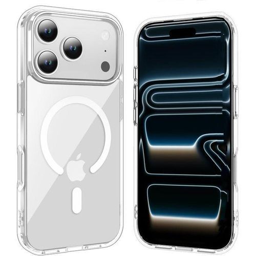 Transparent protective case for iPhone 17 Pro Max, compatible with MagSafe, anti-yellowing, military-grade protection, slim magnetic shockproof case for iPhone 17 Pro Max, transparent (iPhone 17 Pro Max)