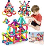 product_image_name-Generic-64 PCS Magnetic Balls and Rods Building Sticks Blocks Set, Children's Magnetic Building Blocks, 3D Magnetic Building Puzzle Toys. STEM Stacking Toys for Boys & Girls 3+-1