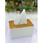Tissue Box Cover,Tissue Holders,Tissue Box Holder for Bathrooms,Bamboo Cover Plate,Home and Office,9.7 * 5 * 3.6in (White)