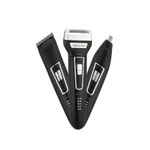 product_image_name-Kemei- KM-6558 3-in-1 Rechargeable Nose Trimmer & Hair Clipper – Multi-Function Beard Shaver, Ear & Nose Hair Remover, Sideburn Trimmer with 4-Level Adjustable Comb – Black/Silver-4