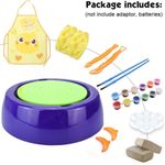 product_image_name-Generic-عجلة فخار، استوديو الفخار DIY مع مريلة، نشاط حِرفي مع ملصقات، استوديو الفنان آلة سيراميك مع طين يجف في الهواء، لعبة تعليمية للأطفال المبتدئين-3