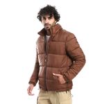 product_image_name-Pavone-Zipper Closure Hooded Neck Puffer Jacket - Chocolate Brown-2