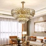 نجفة كريستال حديثة قطرها 45.72 سم مناسبة لجميع الديكورات، ذهبى