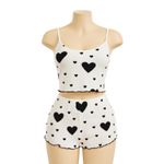 product_image_name-Generic-بيجامة صيفي مكونه من قطعتين تيشرت كت وشورت بتصميم قلوب صغيرة , موديل 184 , ابيض * اسود-1