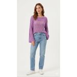 Casual Pointelle Knit Sweater - Purple