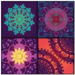 لوحة مربعة ملونة بتصميم ماندالا 32 سم × 32 سم