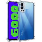 جراب حماية شفاف متوافق مع هاتف انفنيكس هوت 12 / X6817 مصنوع من جل البولي يوريثين المقاوم للحرارة الناعم والسيليكون المرن مزود باربع زوايا لمقاومة الصدمات