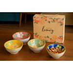 product_image_name-Generic-طقم أوعية سيراميك فاخرة مزينة بالزهور، 4 قطع - سطح خارجي أبيض لامع وداخلية مزينة برسومات يدوية نابضة بالحياة-4