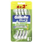 Gillette شفرات حلاقة جيليت بلو 3 للبشرة الحساسة للاستعمال مرة واحدة – 3 شفرات – عبوة 6 مع 2 مجانًا
